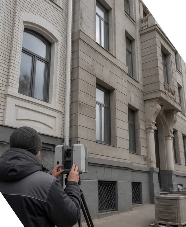 Лазерное сканирование фасадов зданий для обследования в Канске